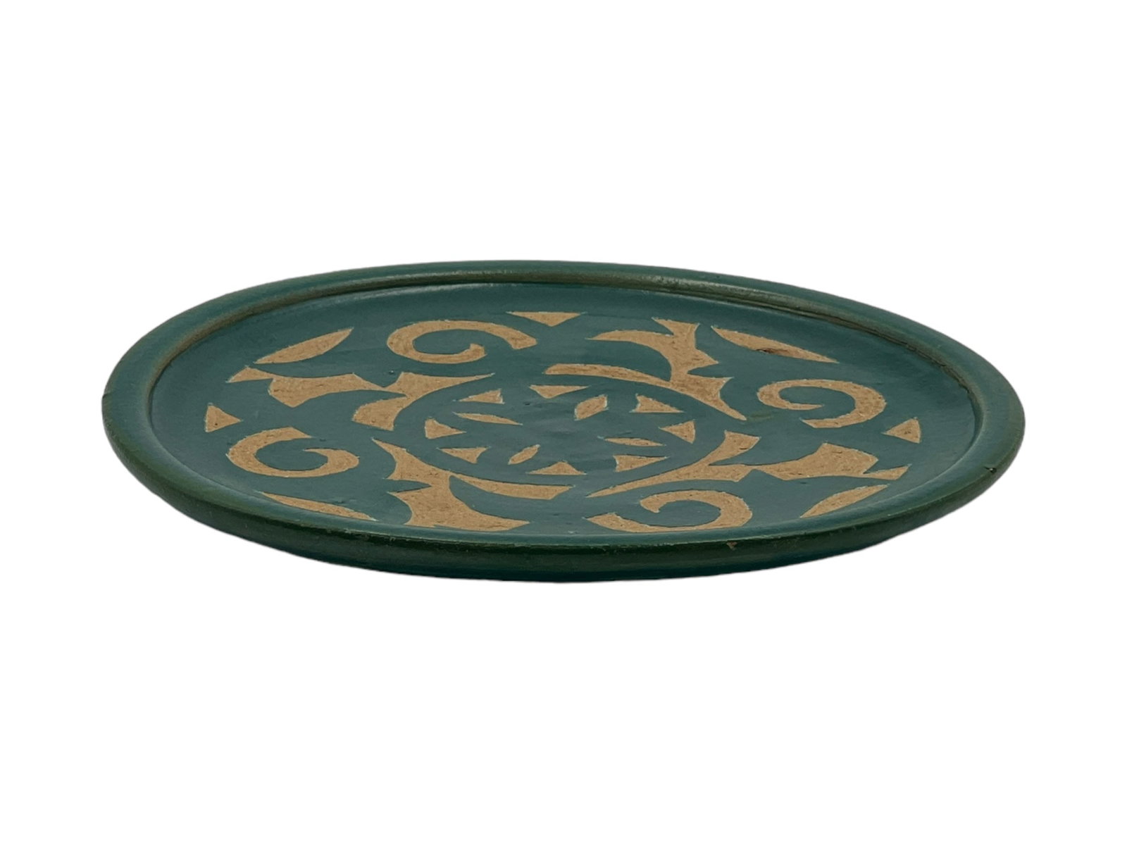 Handcrafted Emerald Clay Pottery Plate – Natural Pigments - 5