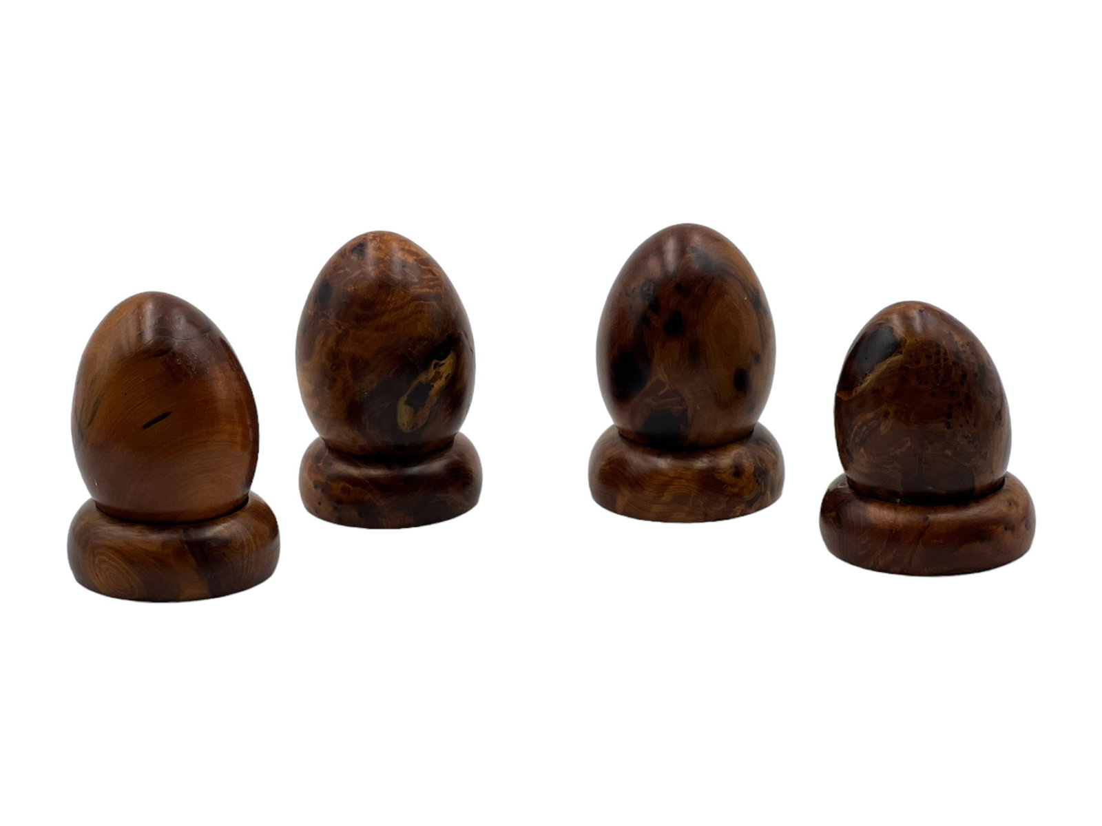Handcrafted Thuya Wood Decorative Egg with Stand - 4