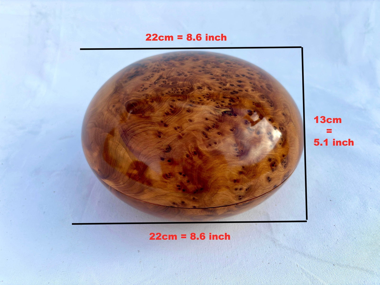 Lockable Thuya Burl Wood Jewelry Box – 9 × 9" - 4