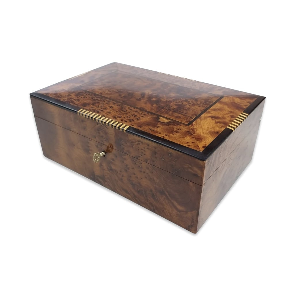 Lockable Thuya Burl Wood Jewelry Box (1 of 4)
