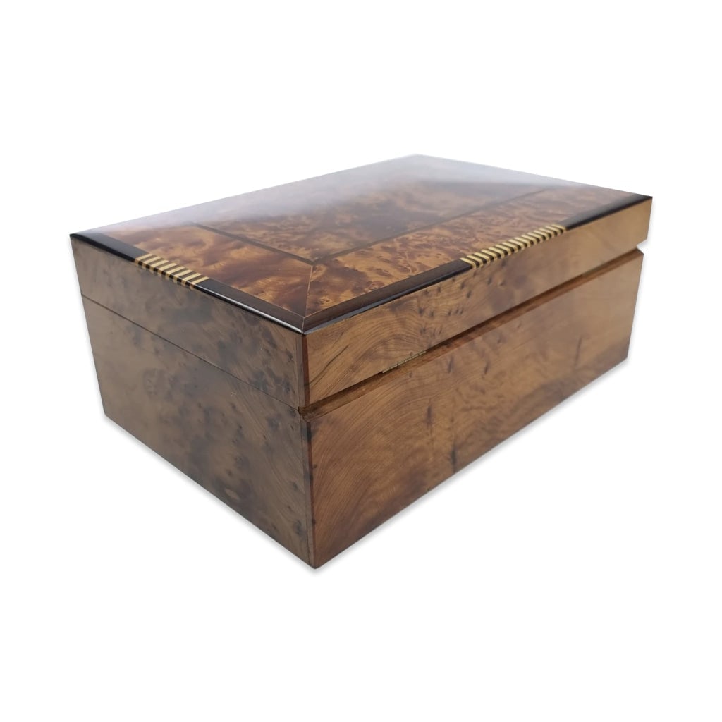 Lockable Thuya Burl Wood Jewelry Box - 3