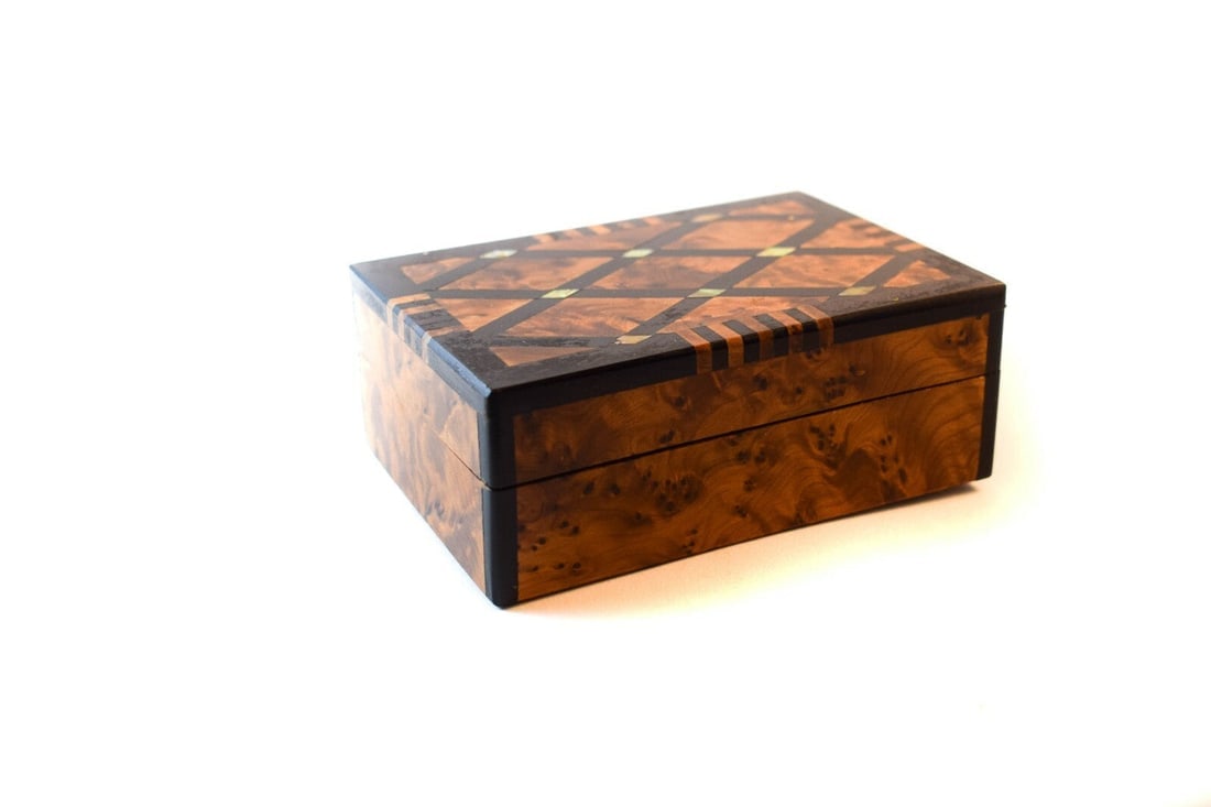 Handcrafted Thuya Burl Wood Jewelry Box - 2
