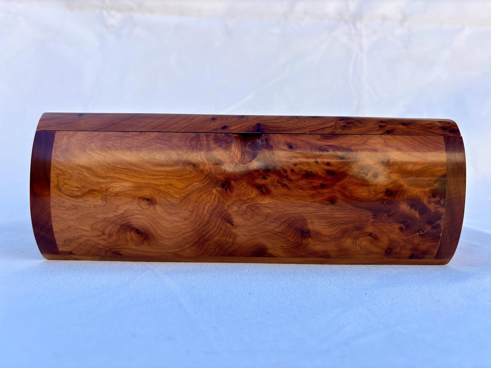 Lockable Thuya Burl Wood Jewelry Box – 10 × 7" - 9