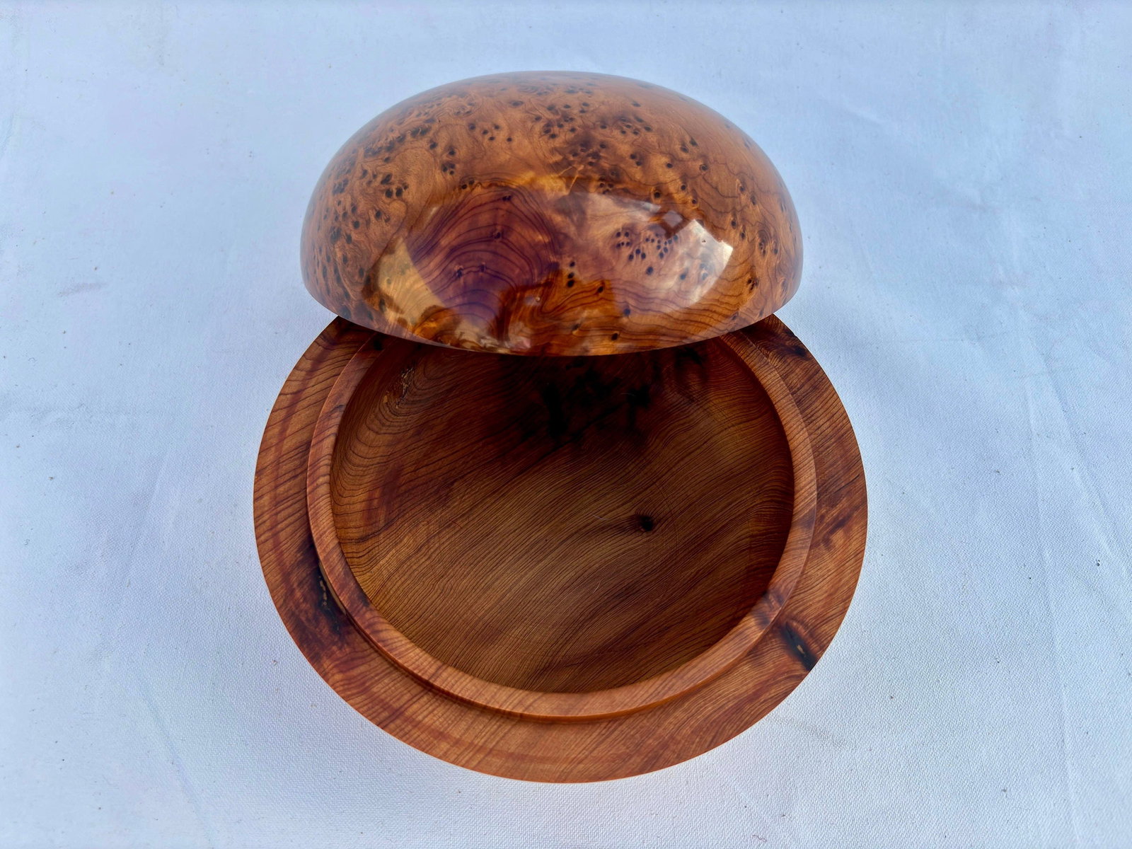 Lockable Thuya Burl Wood Jewelry Box – 8 × 8" - 6