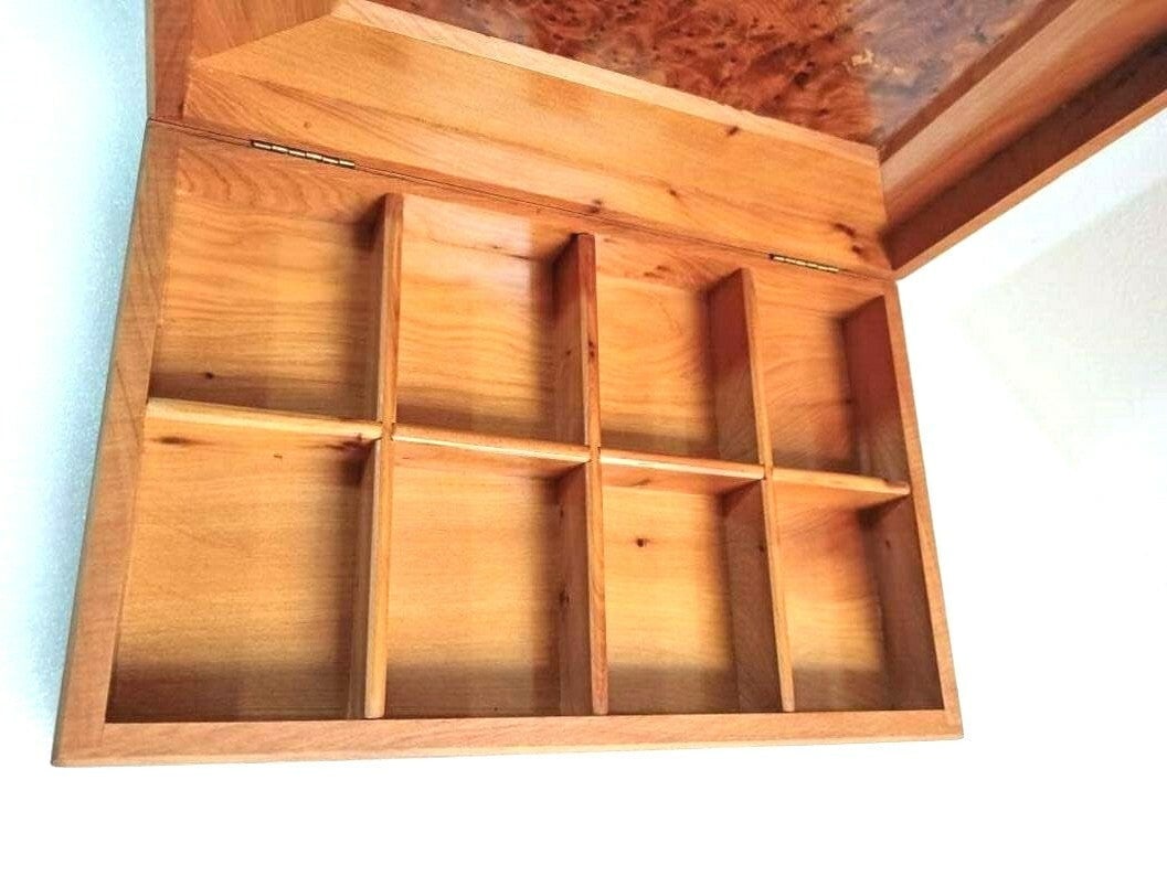 Lockable Thuya Burl Wood Jewelry Box – 6" × 6" × 6" - 2