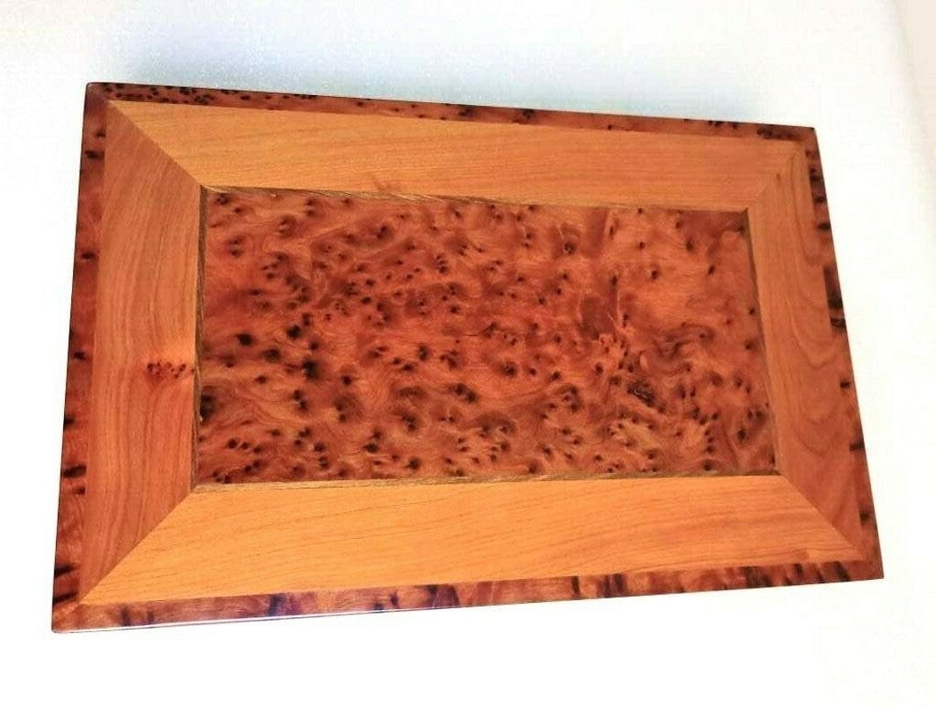Lockable Thuya Burl Wood Jewelry Box – 6" × 6" × 6" - 8
