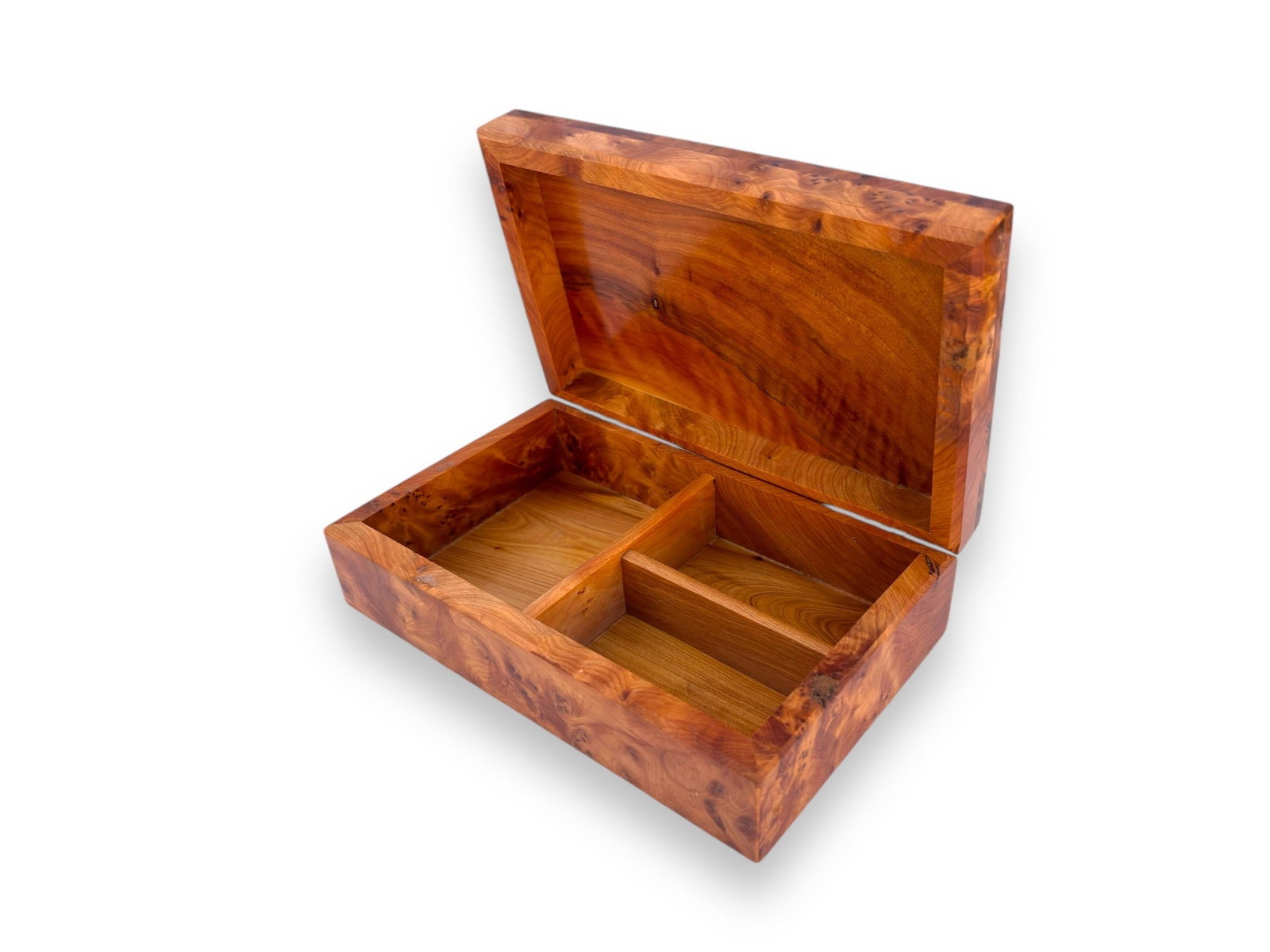 Small Thuya Burl Wood Jewelry Organizer Box – 8 × 5" - 2