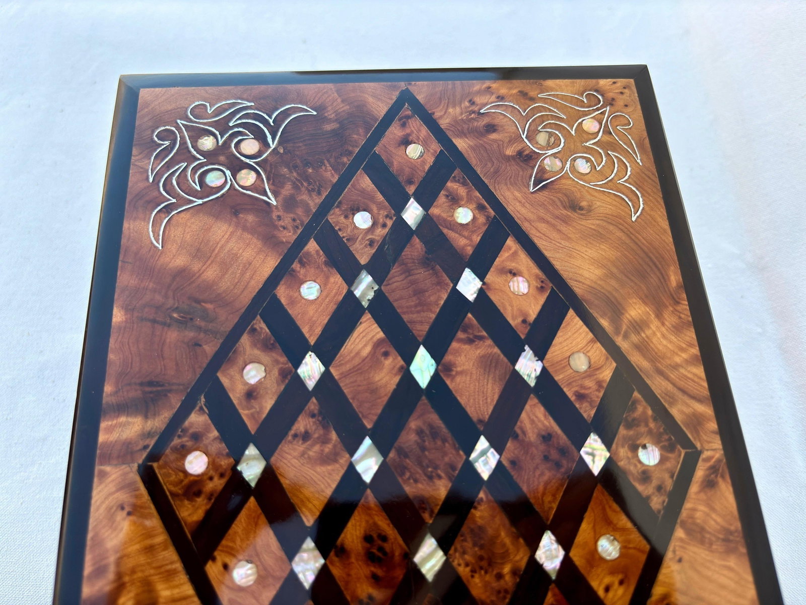 Lockable Thuya Burl Wood Jewelry Box – 10 × 7" - 9