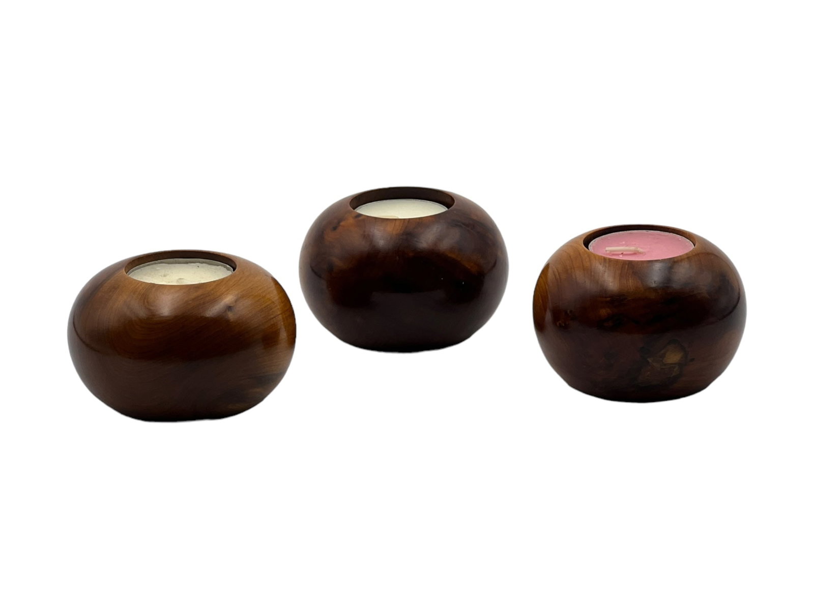 Thuya Wood Tea Light Candle Holders – Set of 2 - 4