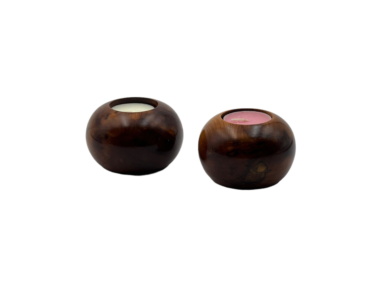 Thuya Wood Tea Light Candle Holders – Set of 2 - 5