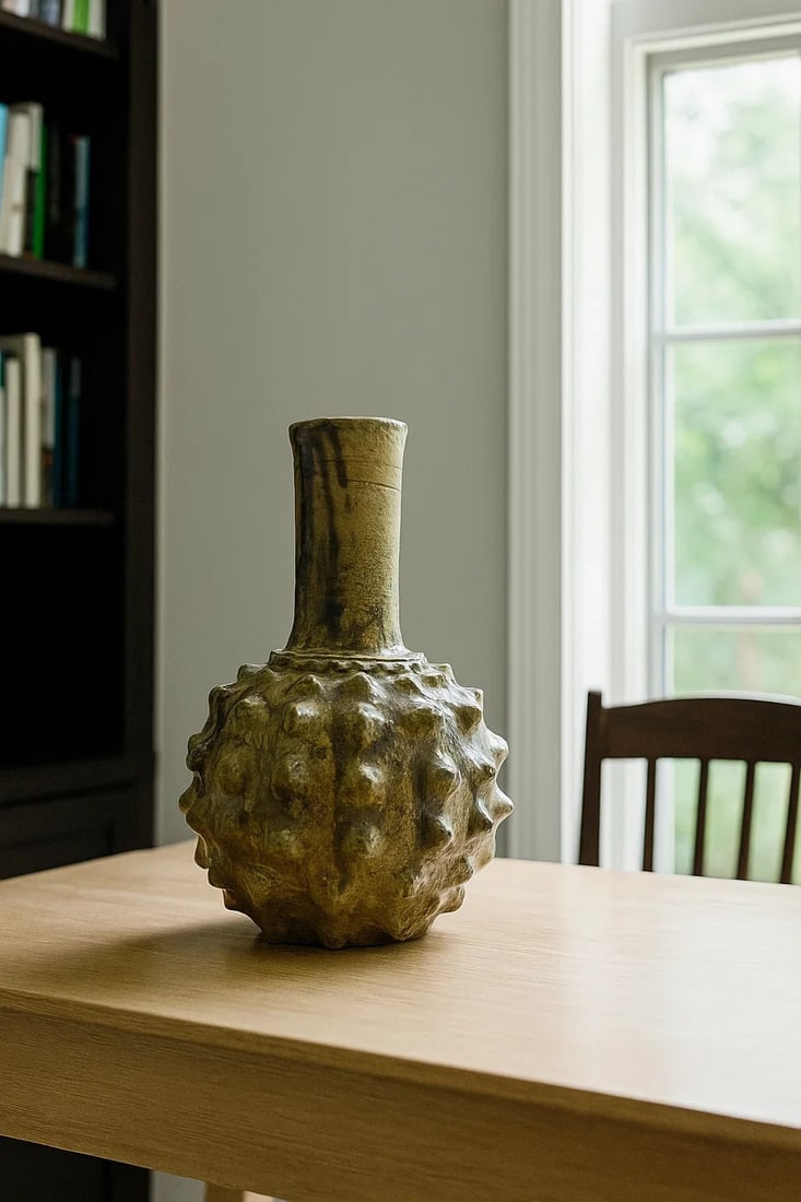 Handcrafted Green Tamegroute Pottery Vase – Natural Glaze - 2