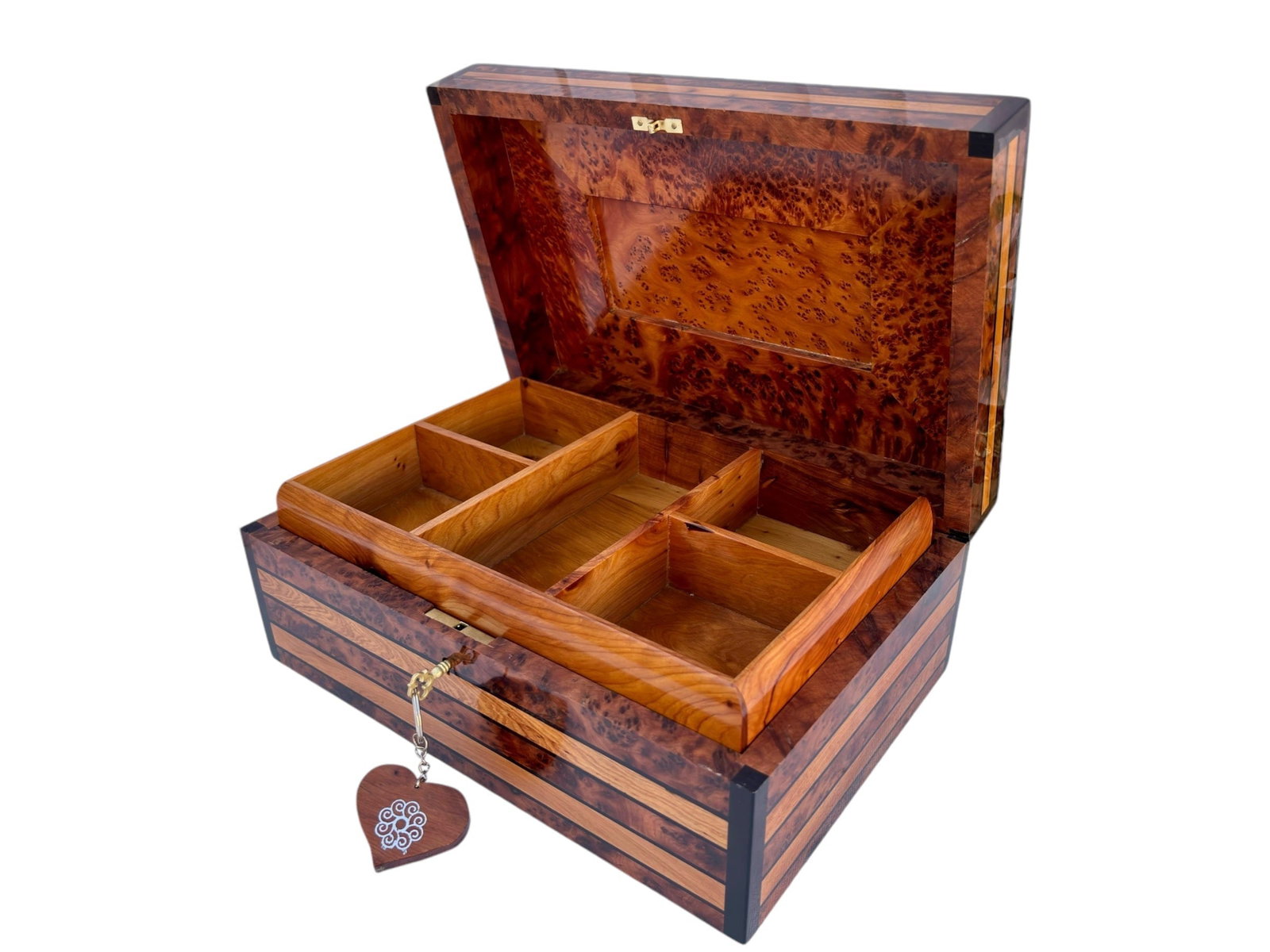 Handcrafted Thuya Burl Wood Jewelry Box - 2
