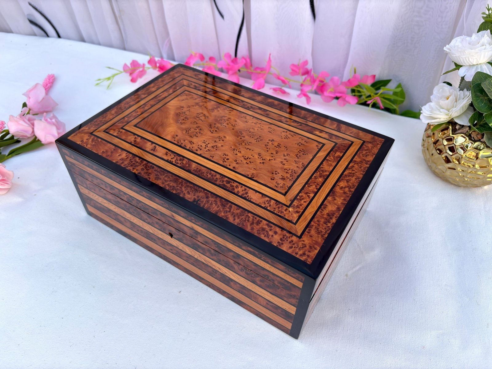 Handcrafted Thuya Burl Wood Jewelry Box - 3