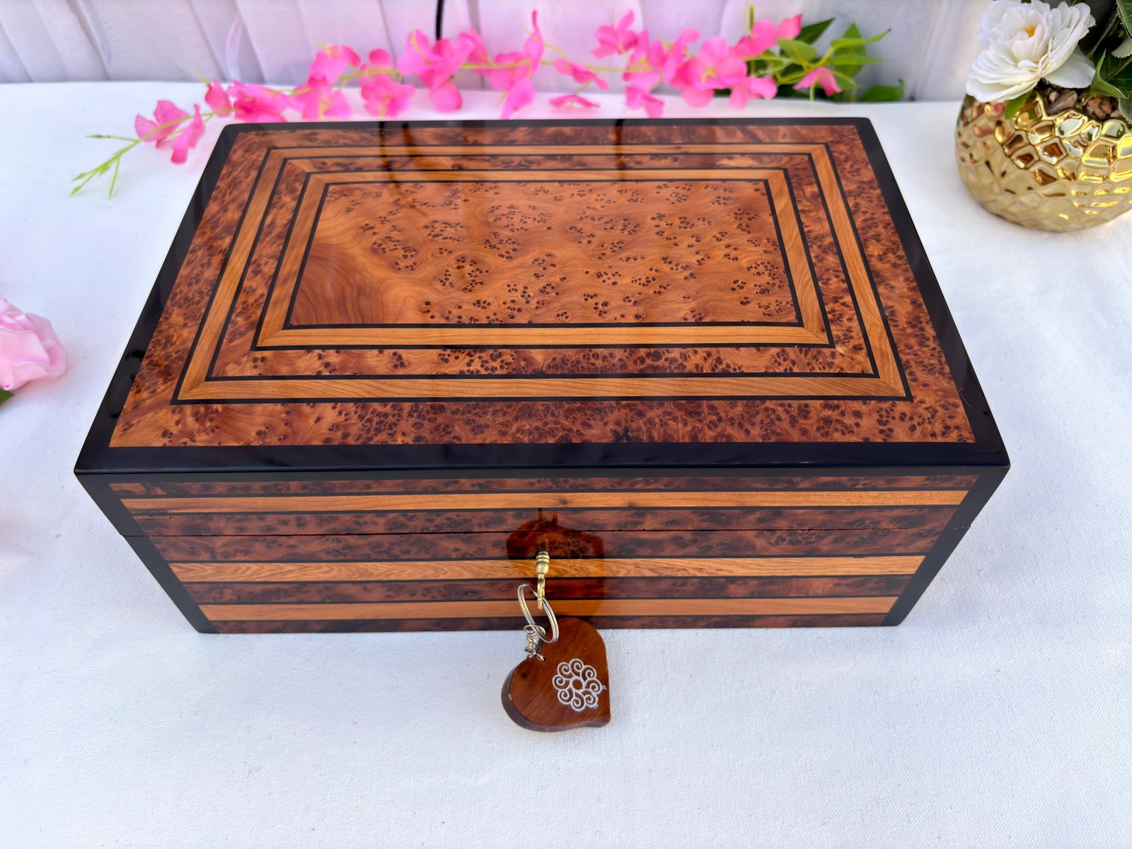 Handcrafted Thuya Burl Wood Jewelry Box - 4
