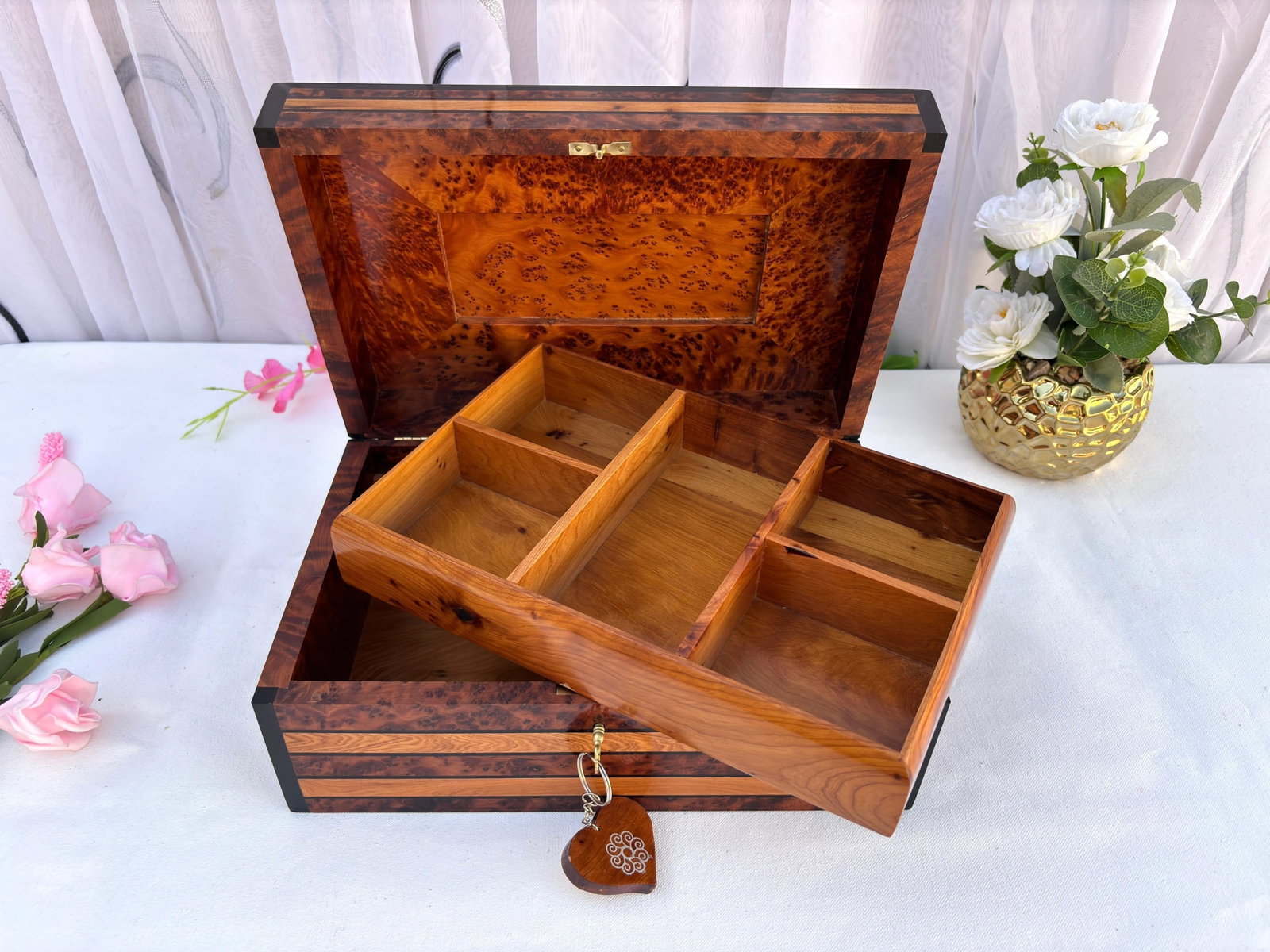 Handcrafted Thuya Burl Wood Jewelry Box - 5