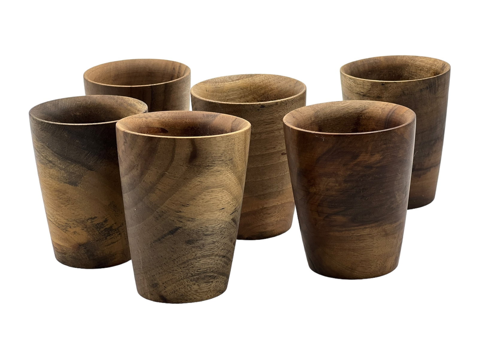 Handcrafted Walnut Wood Cups – Set of 6 - 3