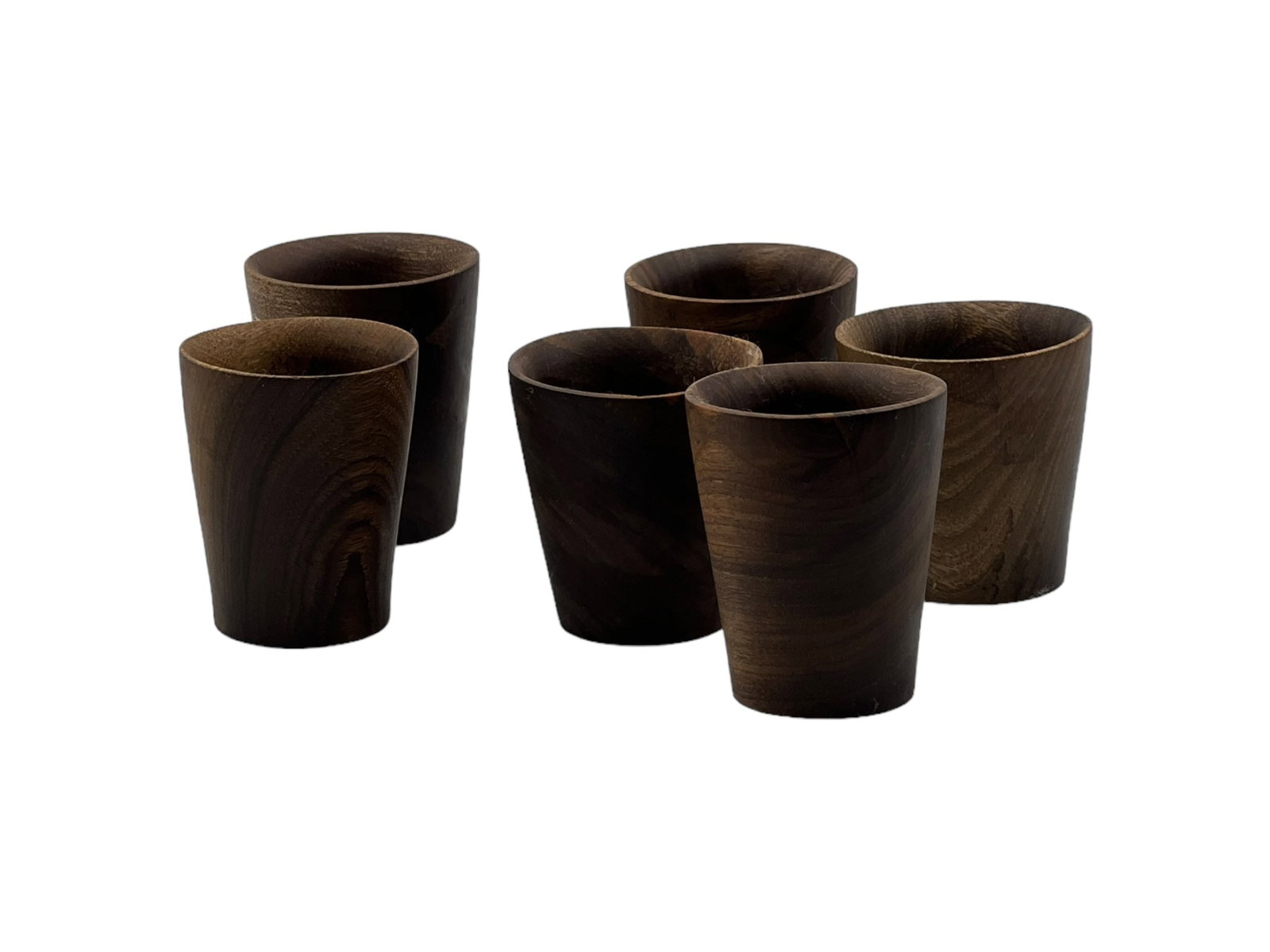 Handcrafted Walnut Wood Cups – Set of 6 - 7