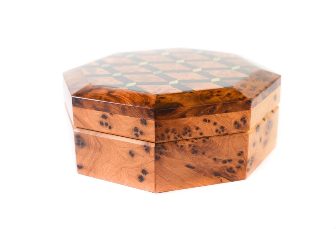 Handcrafted Thuya Burl Wood Jewelry Box - 2