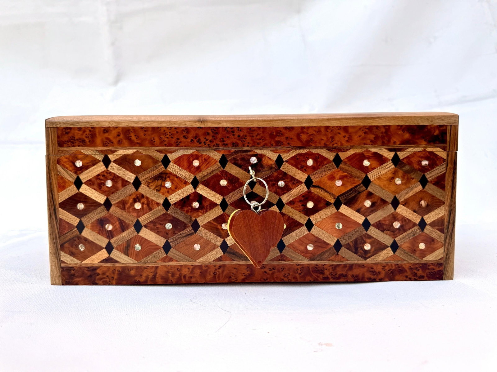 Lockable Thuya Burl Wood Jewelry Box – 14 × 11" - 4