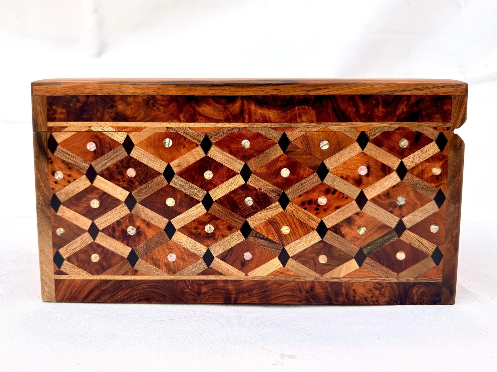 Lockable Thuya Burl Wood Jewelry Box – 14 × 11" - 5