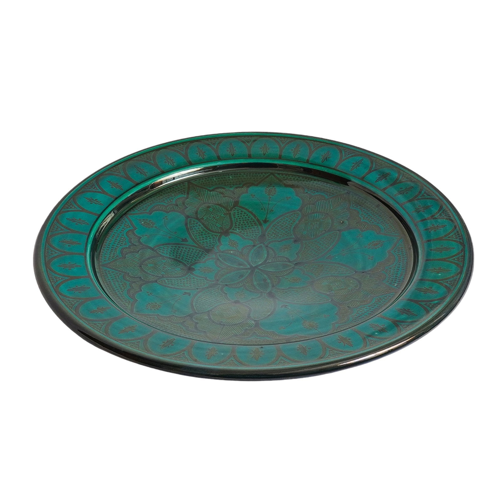 Vintage Glazed Handcrafted Clay Pottery Plate – Natural Pigments - 12