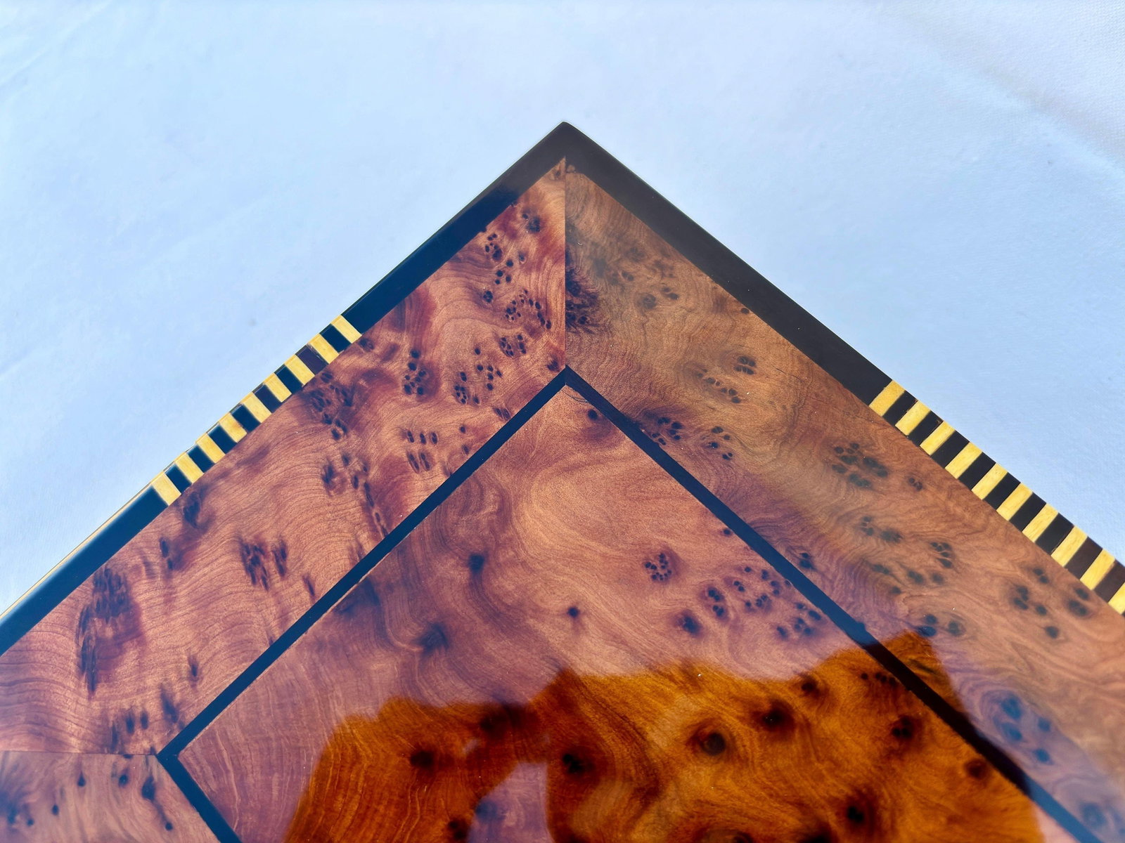 Lockable Thuya Burl Wood Jewelry Box – 12 × 8" - 4