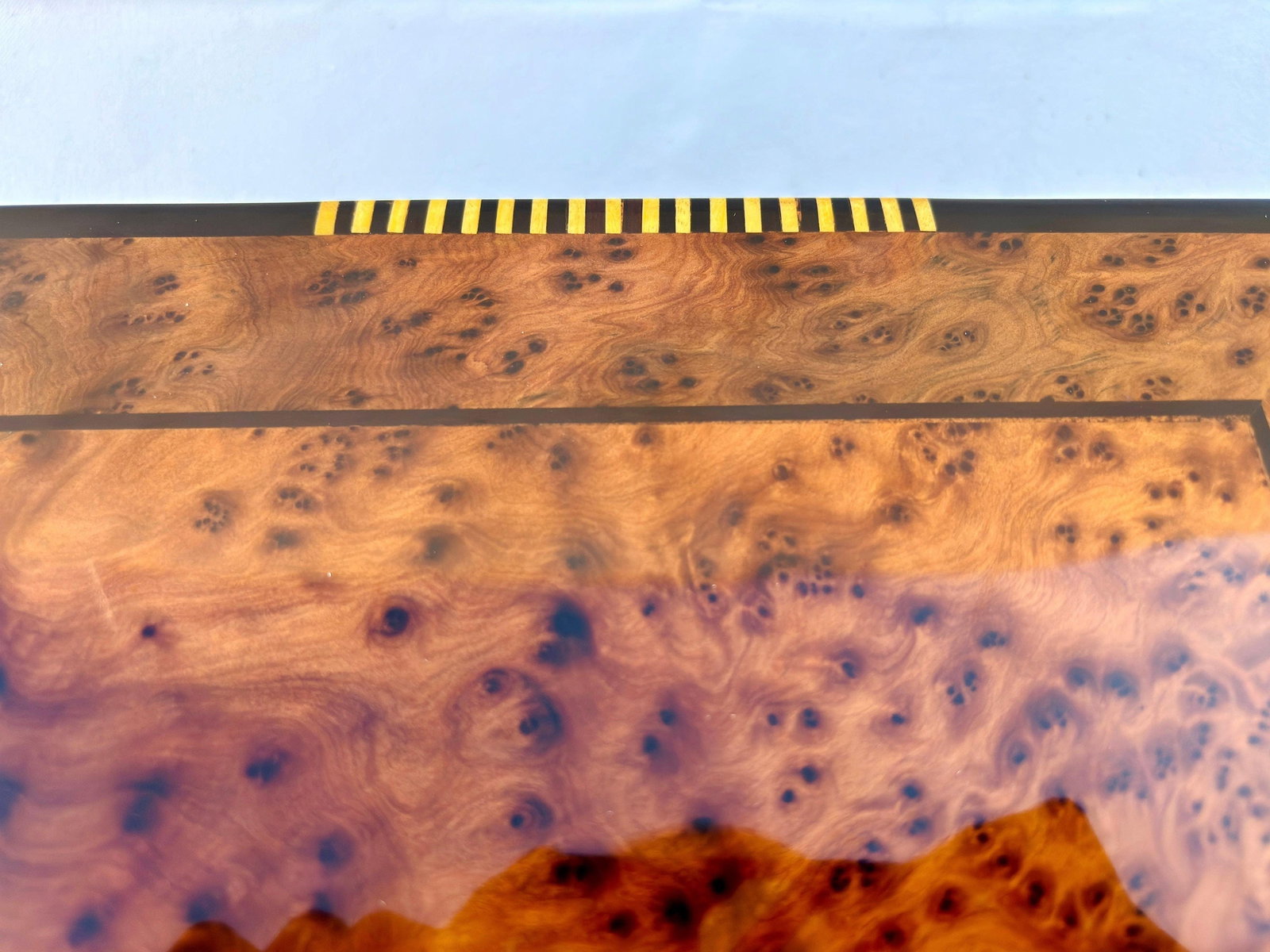 Lockable Thuya Burl Wood Jewelry Box – 12 × 8" - 5