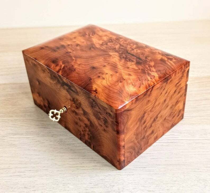 Handcrafted Thuya Burl Wood Jewelry Box - 4