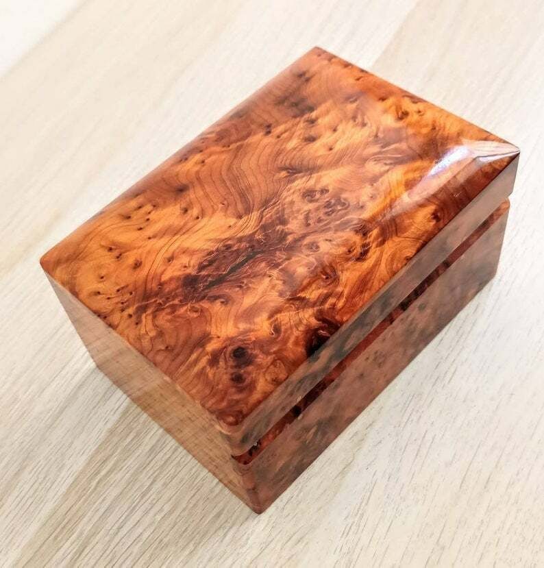Handcrafted Thuya Burl Wood Jewelry Box - 6