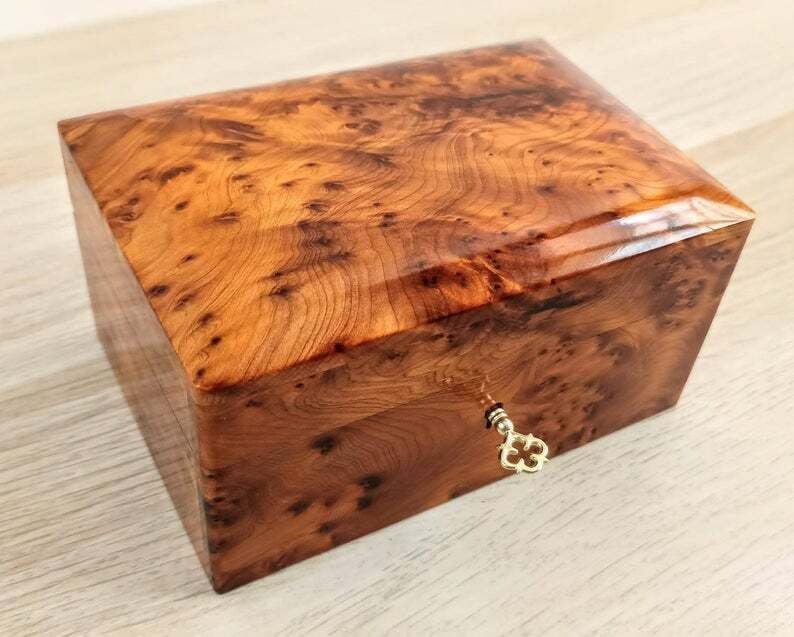 Handcrafted Thuya Burl Wood Jewelry Box - 8