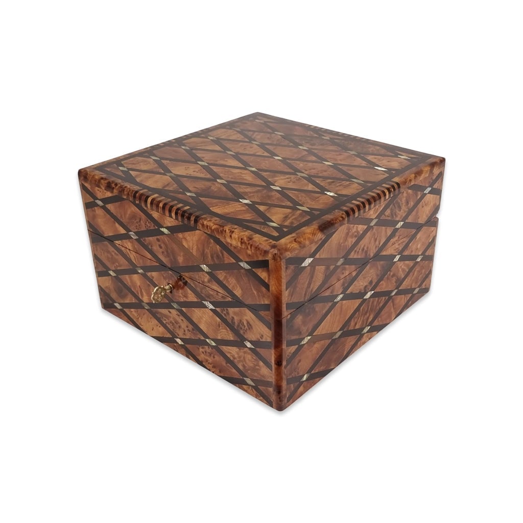 Lockable Thuya Burl Wood Jewelry Box (1 of 3)