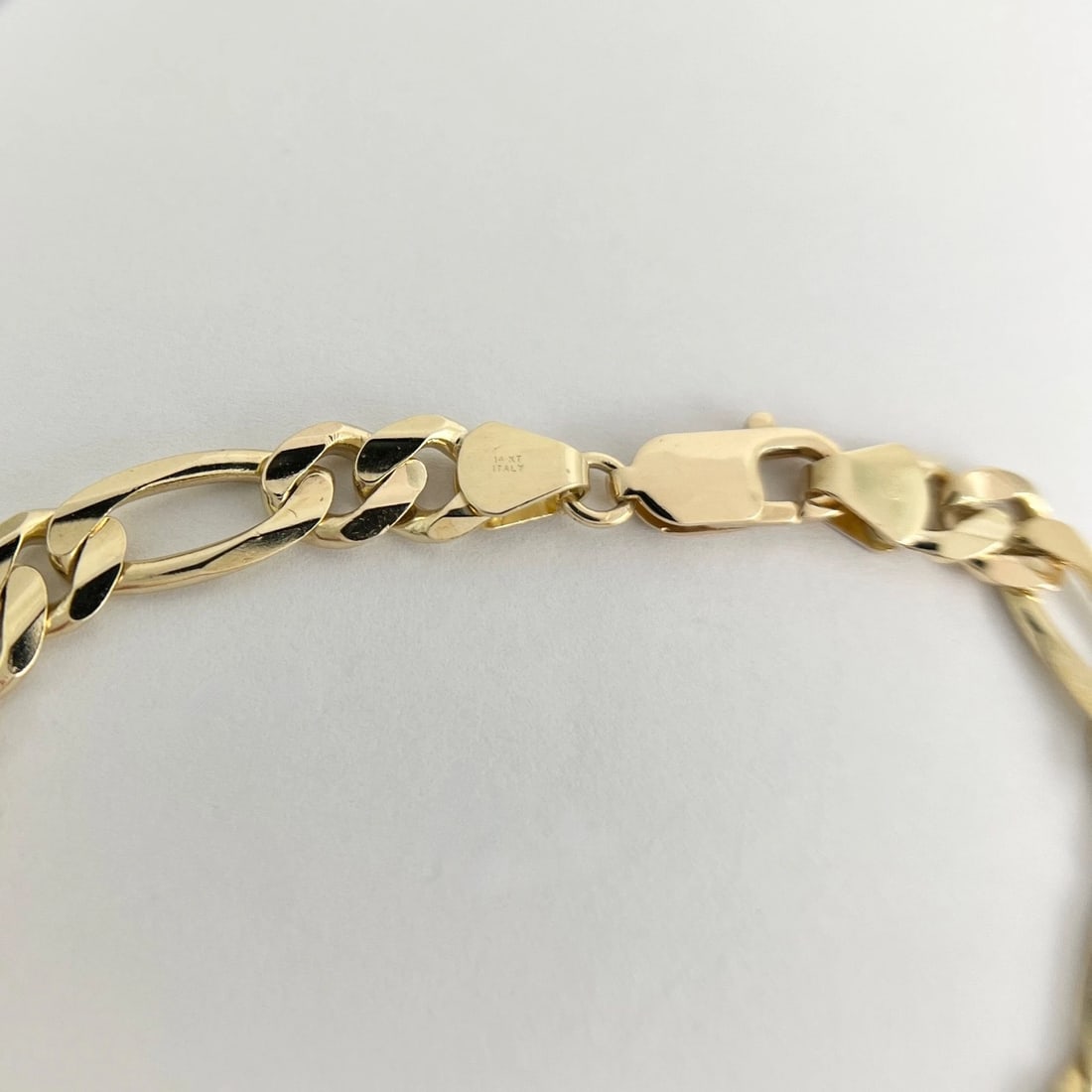 Men's Italian Figaro Chain ID Bracelet 14K Yellow Gold, 8.75 Inches, 22.76 Grams - 11