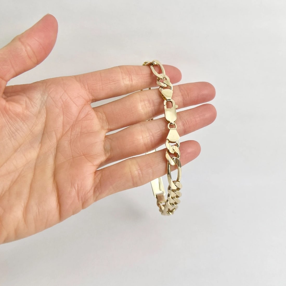 Men's Italian Figaro Chain ID Bracelet 14K Yellow Gold, 8.75 Inches, 22.76 Grams - 3