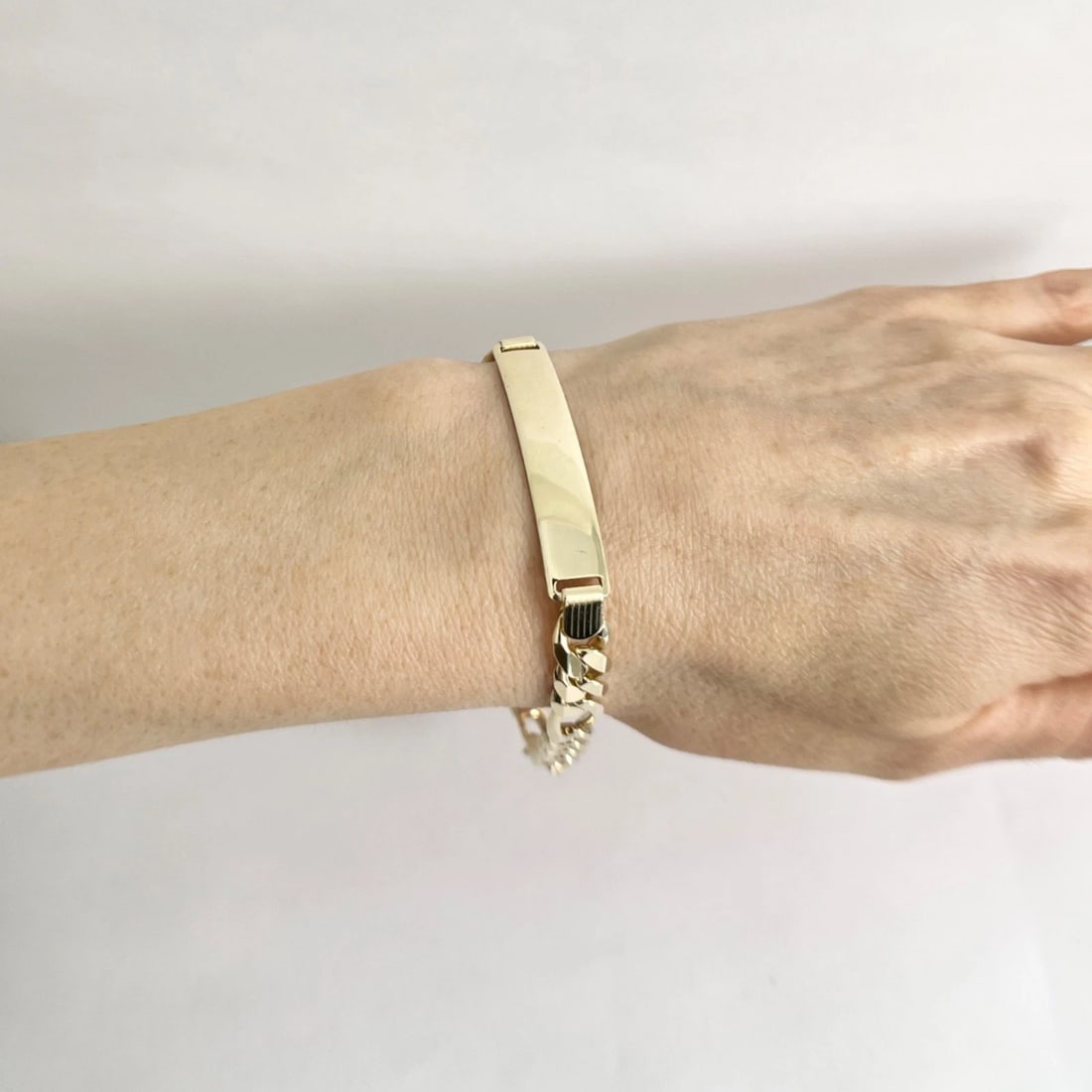 Men's Italian Figaro Chain ID Bracelet 14K Yellow Gold, 8.75 Inches, 22.76 Grams - 8