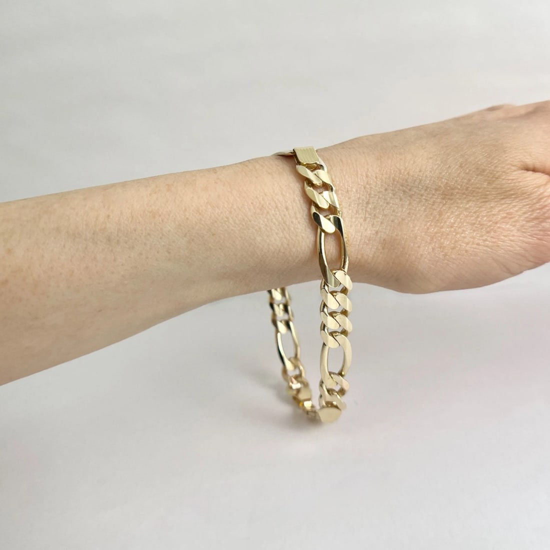 Men's Italian Figaro Chain ID Bracelet 14K Yellow Gold, 8.75 Inches, 22.76 Grams - 9