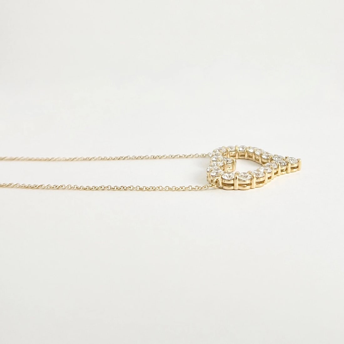 Open Diamond Heart Pendant Necklace 14K Yellow Gold 2.25 CTW - 5