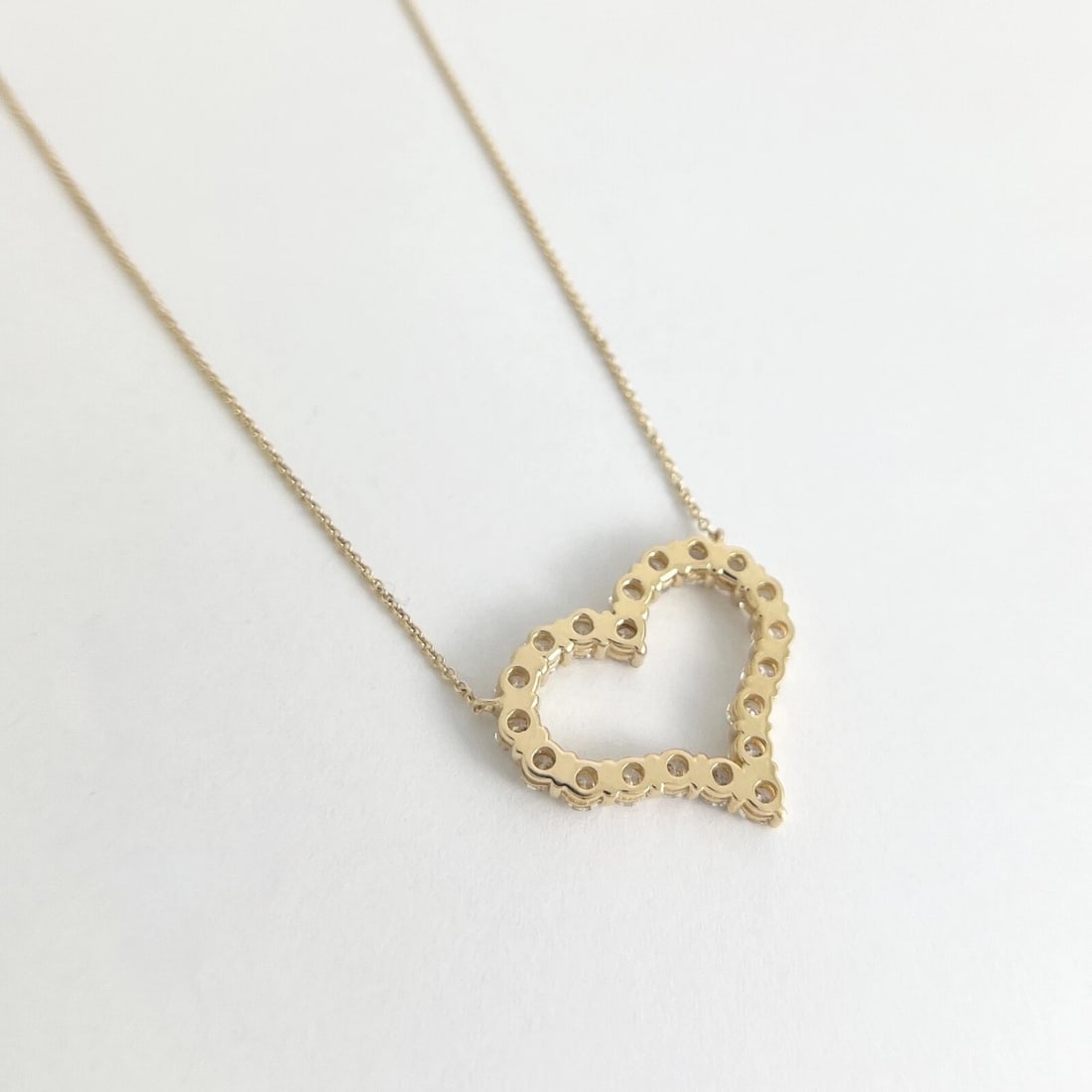 Open Diamond Heart Pendant Necklace 14K Yellow Gold 2.25 CTW - 6