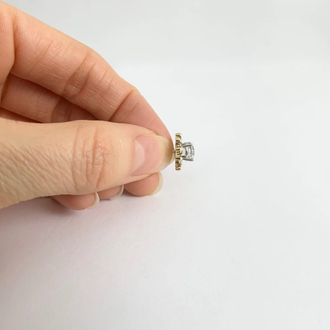 Round Diamond Halo Earring Jackets Enhancers 14K Yellow Gold for 1.50 CTW Studs - 4