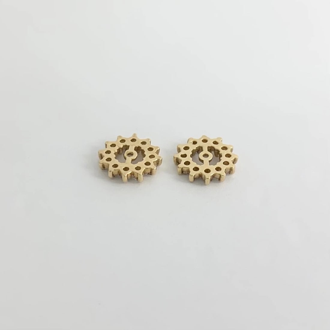 Round Diamond Halo Earring Jackets Enhancers 14K Yellow Gold for 1.50 CTW Studs - 6