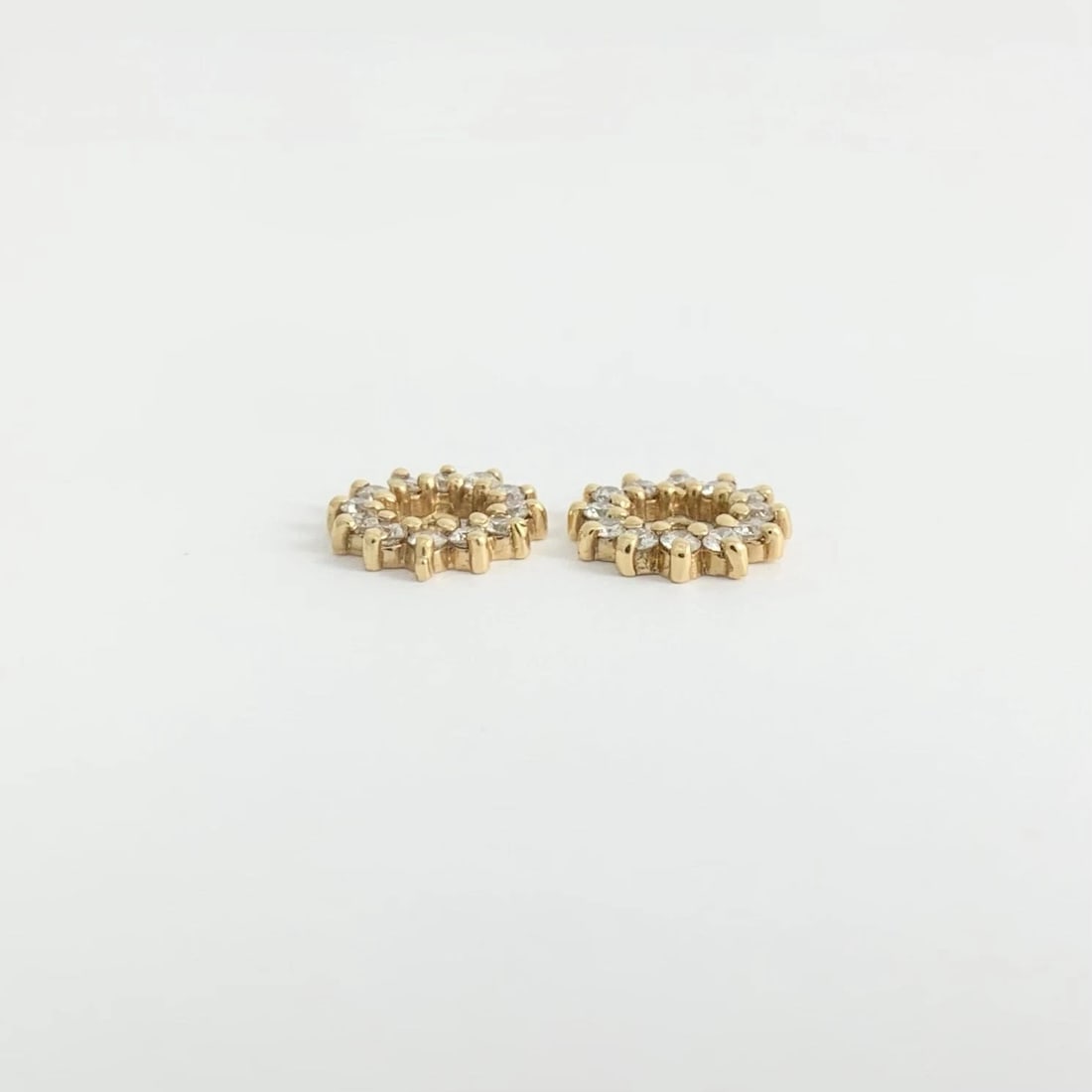 Round Diamond Halo Earring Jackets Enhancers 14K Yellow Gold for 1.50 CTW Studs - 7