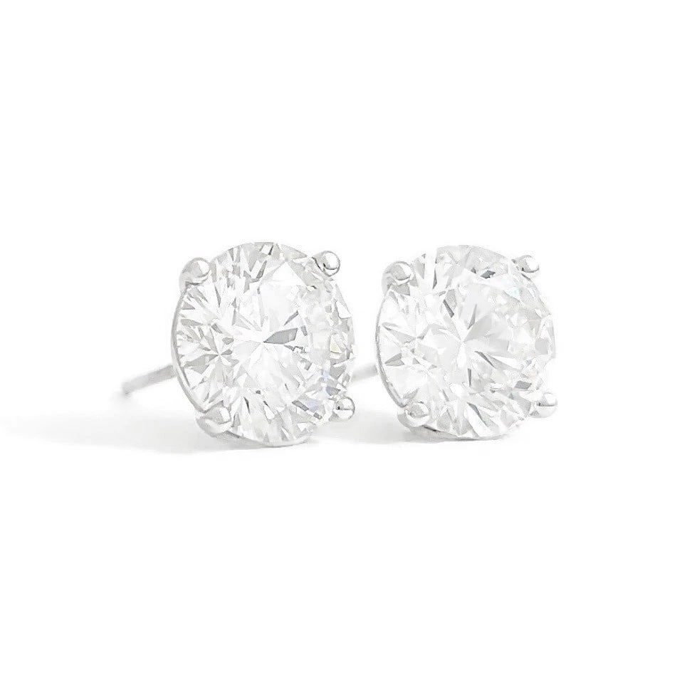 Round Lab-Created Diamond Stud Earrings 14K White Gold 4-Prong Martini, 5.06 CTW: Title: Round Lab-Created Diamond Stud Earrings 14K White Gold 4-Prong Martini, 5.06 CTW Description: Round Lab-Created Diamond Stud Earrings 14K White Gold 4-Prong Martini, 5.06 CTW These are gorgeous