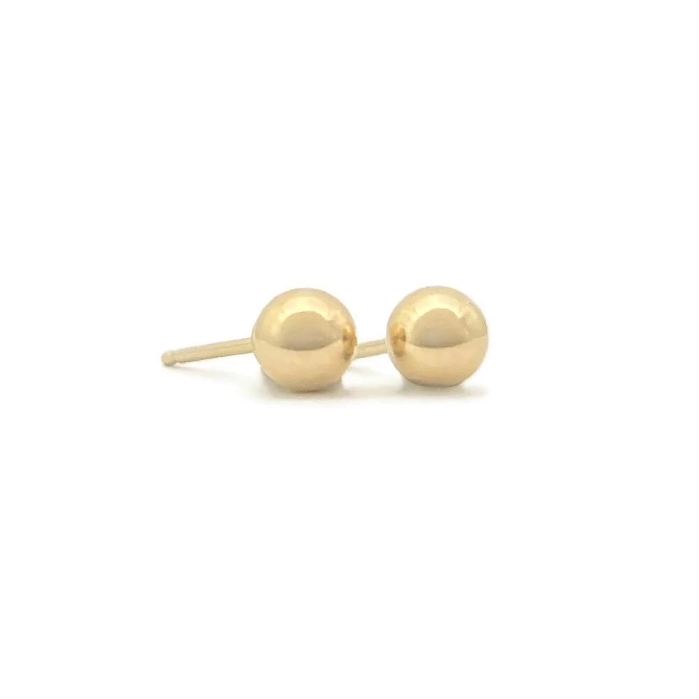 Small Gold Ball Stud Earrings 14K Yellow Gold, 4 mm: Title: Small Gold Ball Stud Earrings 14K Yellow Gold, 4 mm Description: Small Gold Ball Stud Earrings 14K Yellow Gold, 4 mm These are lovely classic earrings! Please let us know if you have any questi