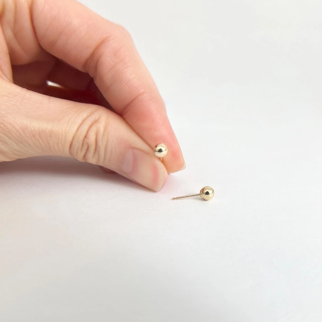 Small Gold Ball Stud Earrings 14K Yellow Gold, 4 mm - 4