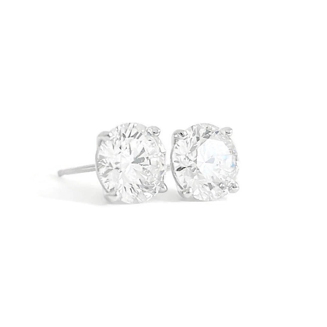 Round Lab-Created Diamond Stud Earrings 14K White Gold 4-Prong Martini, 4.19 CTW: Title: Round Lab-Created Diamond Stud Earrings 14K White Gold 4-Prong Martini, 4.19 CTW Description: Round Lab-Created Diamond Stud Earrings 14K White Gold 4-Prong Martini, 4.19 CTW These are gorgeous