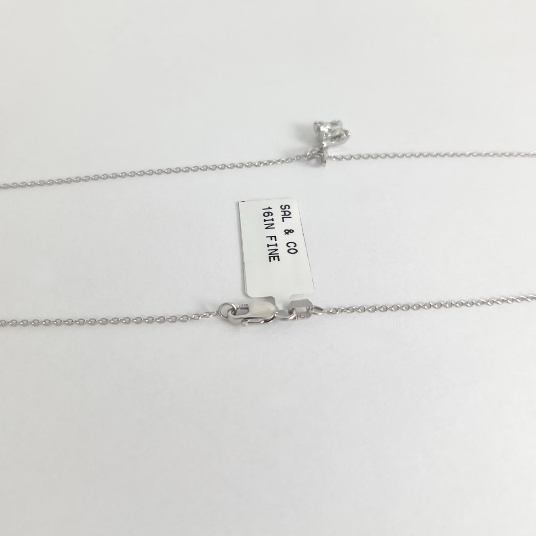 Round Solitaire Diamond Fishtail Pendant Necklace 14K White Gold, .45 CT - 6