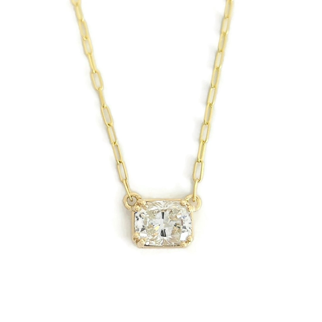 Cushion Lab-Created Diamond Paperclip Pendant Necklace 14K Yellow Gold, 2.04 CT (1 of 6)