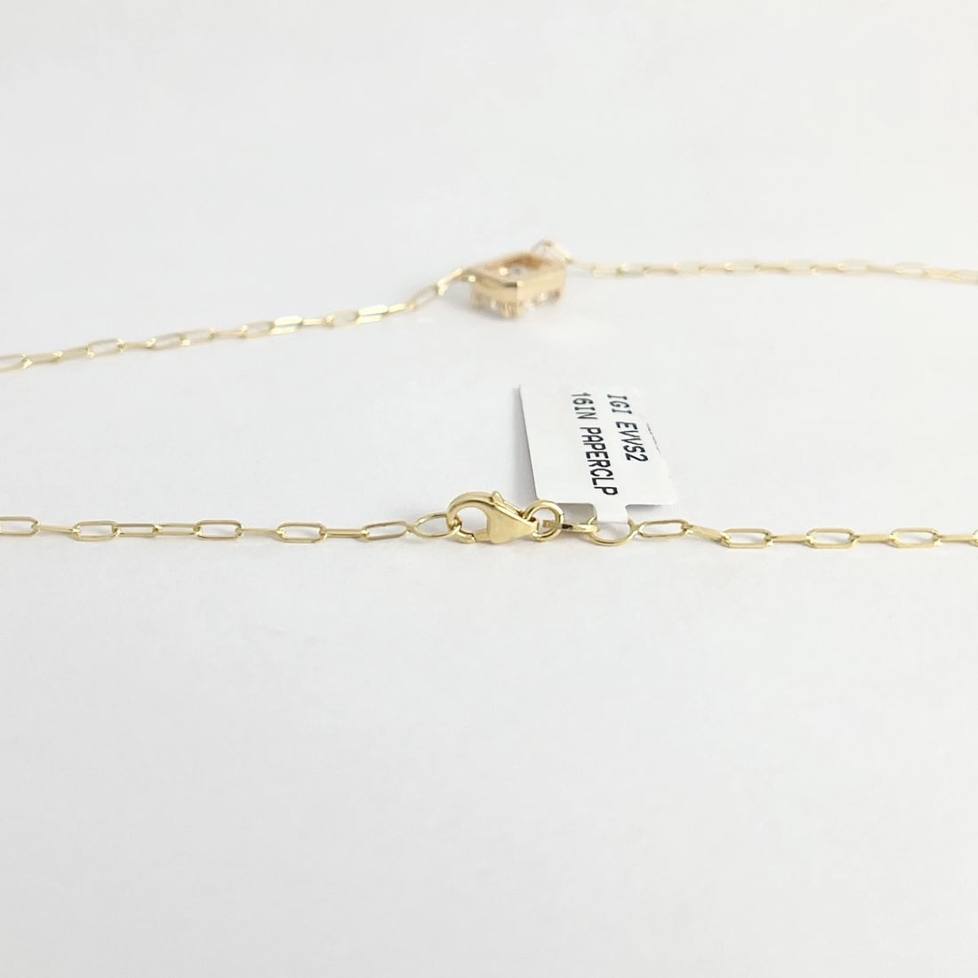 Cushion Lab-Created Diamond Paperclip Pendant Necklace 14K Yellow Gold, 2.04 CT - 6