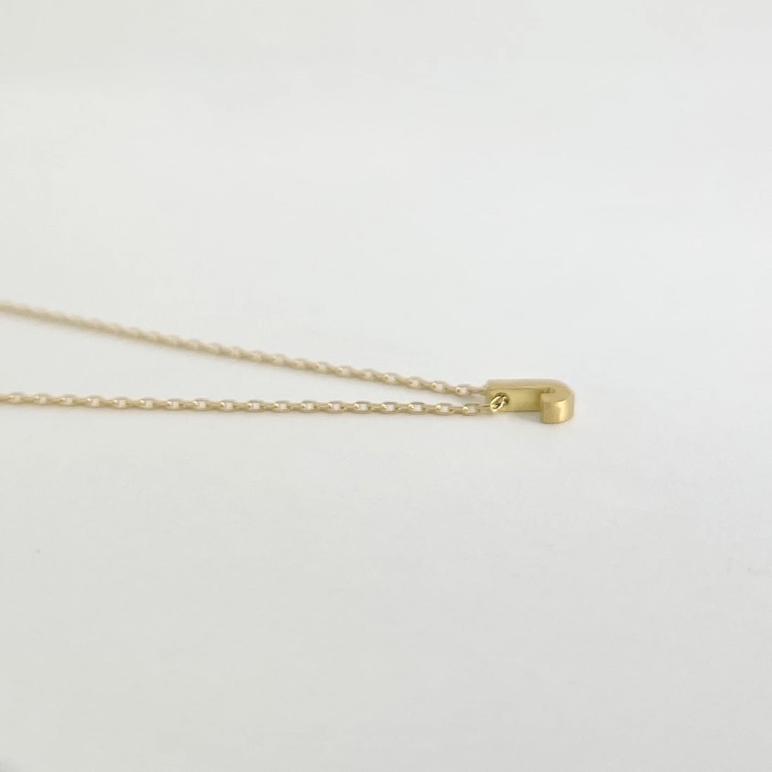 Small Letter J Initial Satin Finish Pendant Necklace 18K Yellow Gold - 5