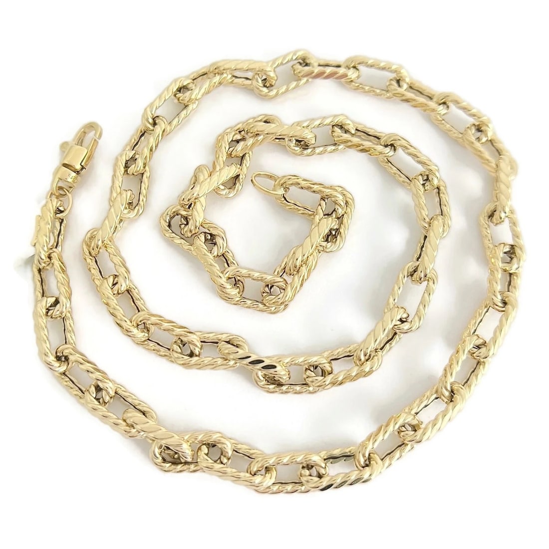 Rope Textured Paperclip Chain Necklace 14K Yellow Gold, 18 Inches, 5.8 mm: Title: Rope Textured Paperclip Chain Necklace 14K Yellow Gold, 18 Inches, 5.8 mm Description: Rope Textured Paperclip Chain Necklace 14K Yellow Gold, 18 Inches, 5.8 mm This is a beautiful necklace.