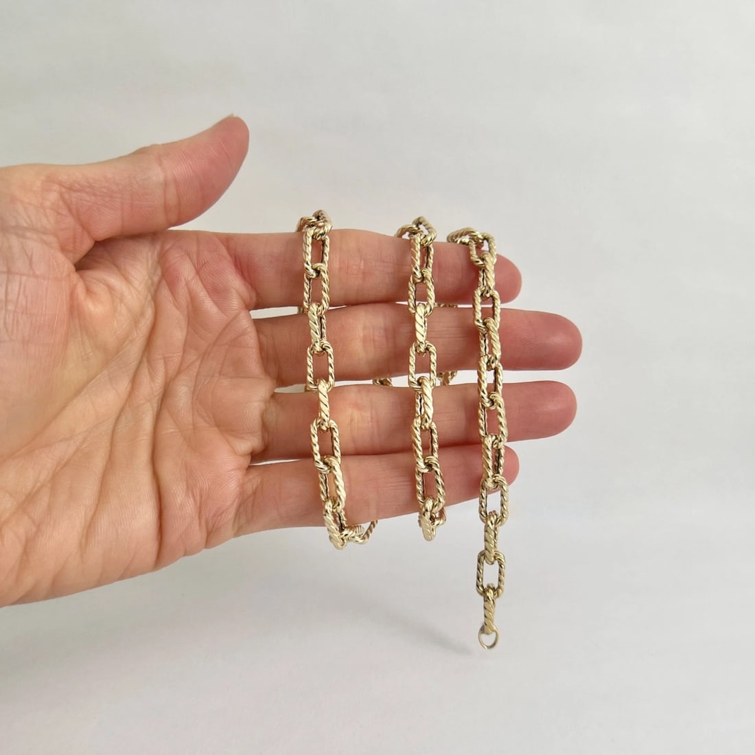 Rope Textured Paperclip Chain Necklace 14K Yellow Gold, 18 Inches, 5.8 mm - 2